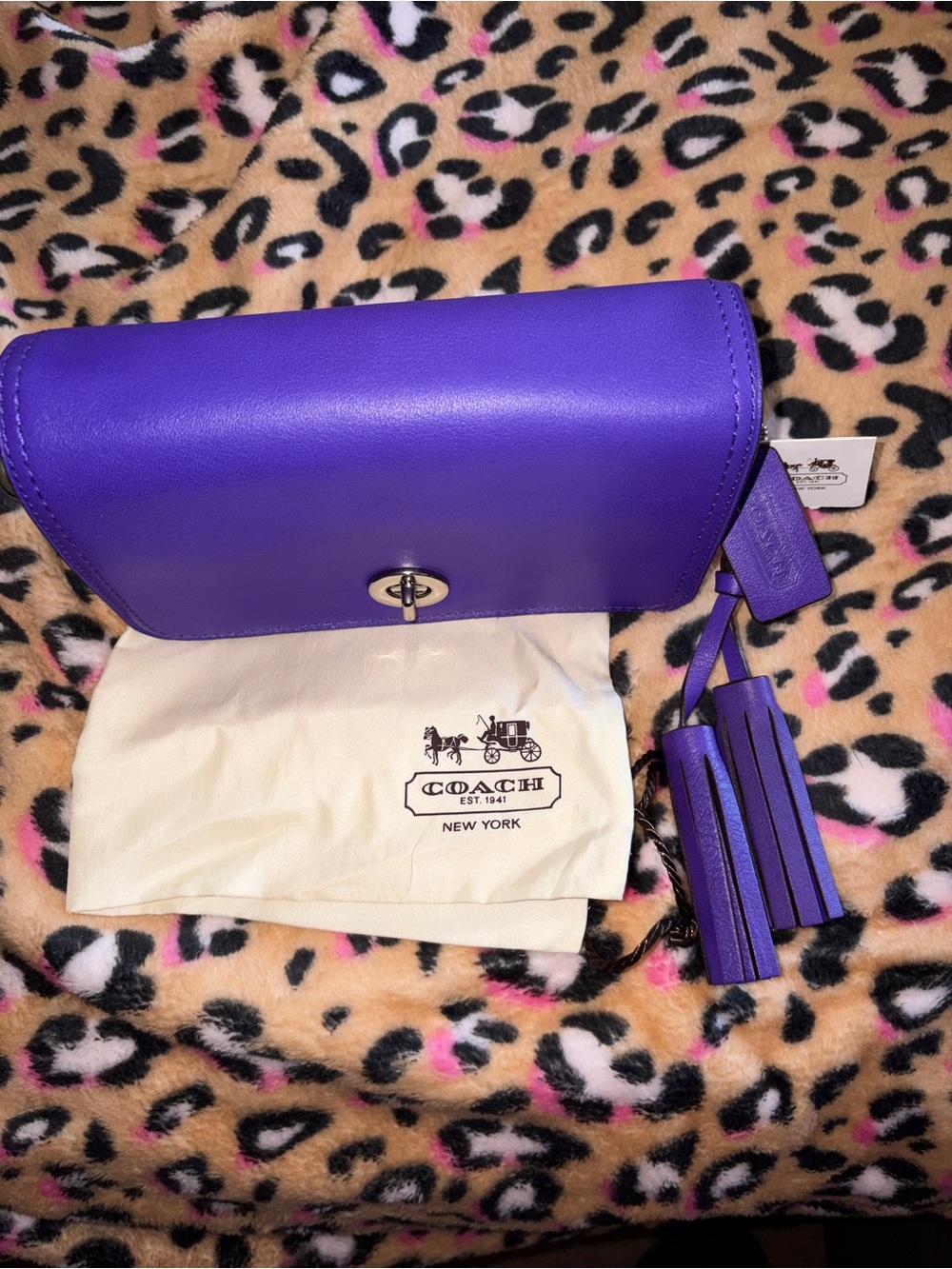 Coach Legacy NWT Penny Purple Leather Turnlock Crossbody with Tassel & Dusty - Picture 2 of 9